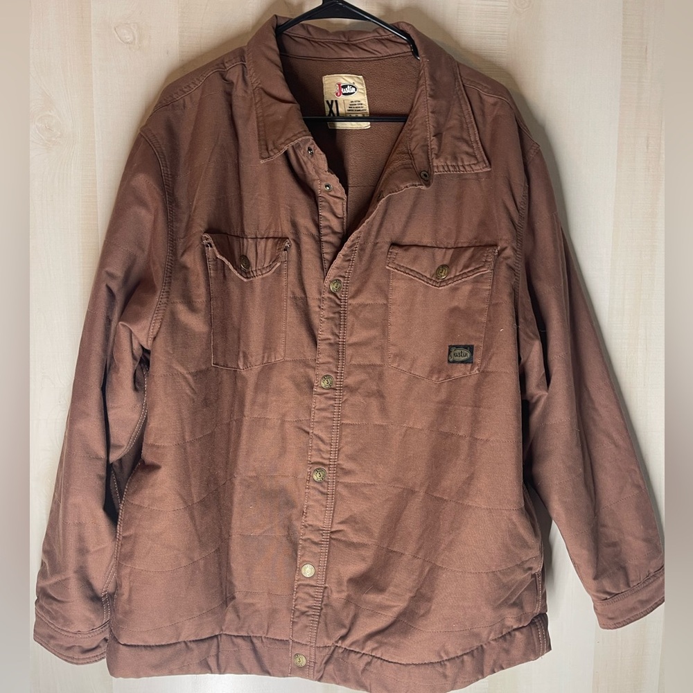 Justin quilted Shacket coat‎ jacket fleece lined brown size XL new without tags